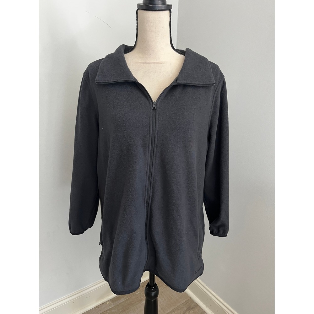 LL Bean Fleece Jacket sz XL Full Zip Black Outdoor Gorpcore Granola Hiking Cozy